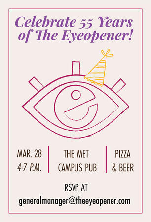 Invitation design for The Eyeopener&#39;s alumni party.